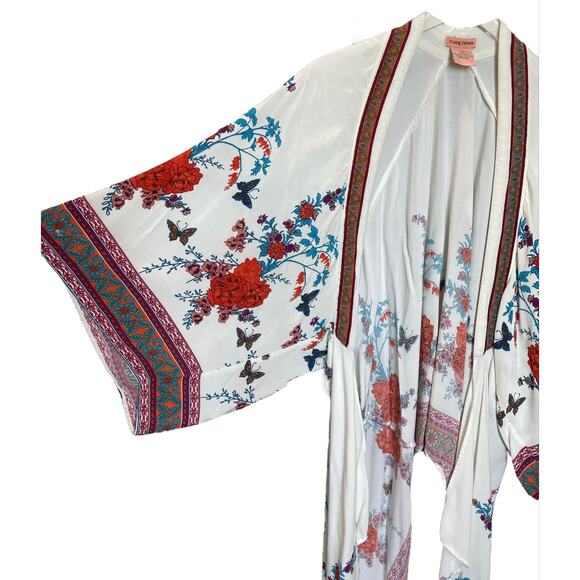 Flying Tomato Boho Floral Kimono Cardigan M/L Open Front Rayon Festival Duster - Picture 5 of 8